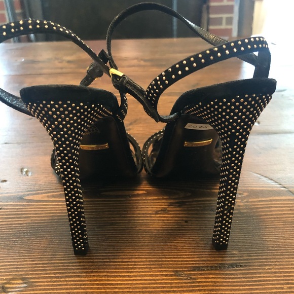 SOLD $790 GUCCI Gold Dot Suede Heels 37 - Picture 4 of 5